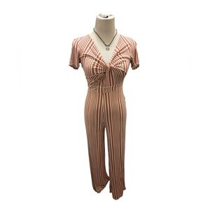 Romeo and juliet couture front tie striped jumpsuit